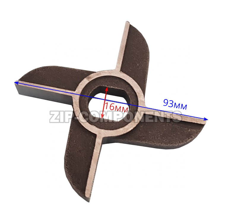 Нож двусторонний (без бурта) мясорубки Мим-600